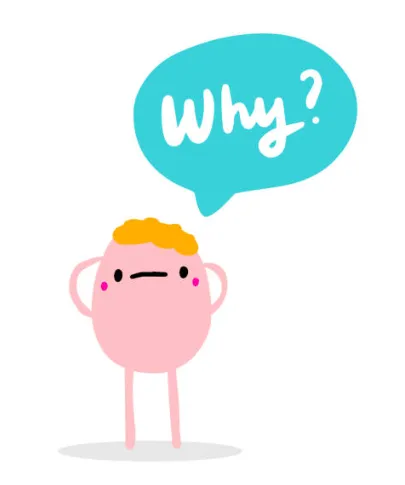 A glowing question mark beside the phrase "Why?" — the question that built science