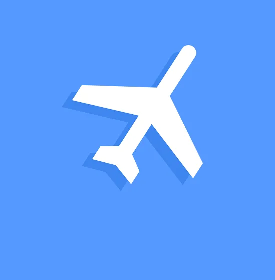 A passenger airplane flying with a phone in airplane mode shown beneath it