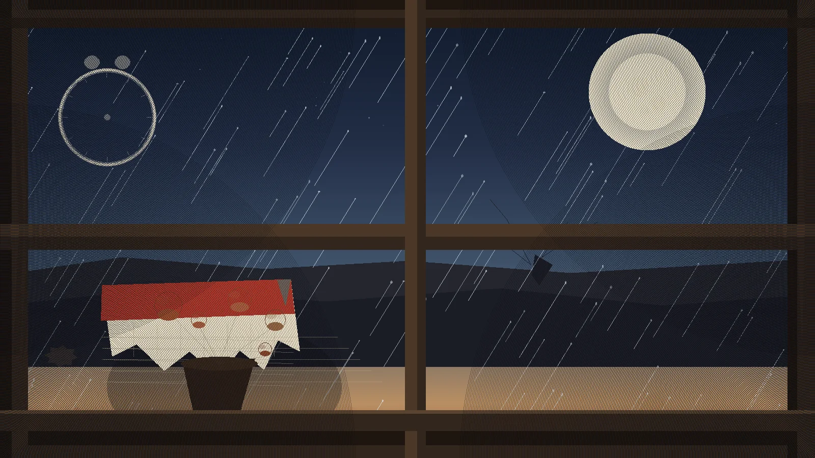 Rain-streaked dusk window with a torn September calendar page illustration for Wake Me Up When September Ends